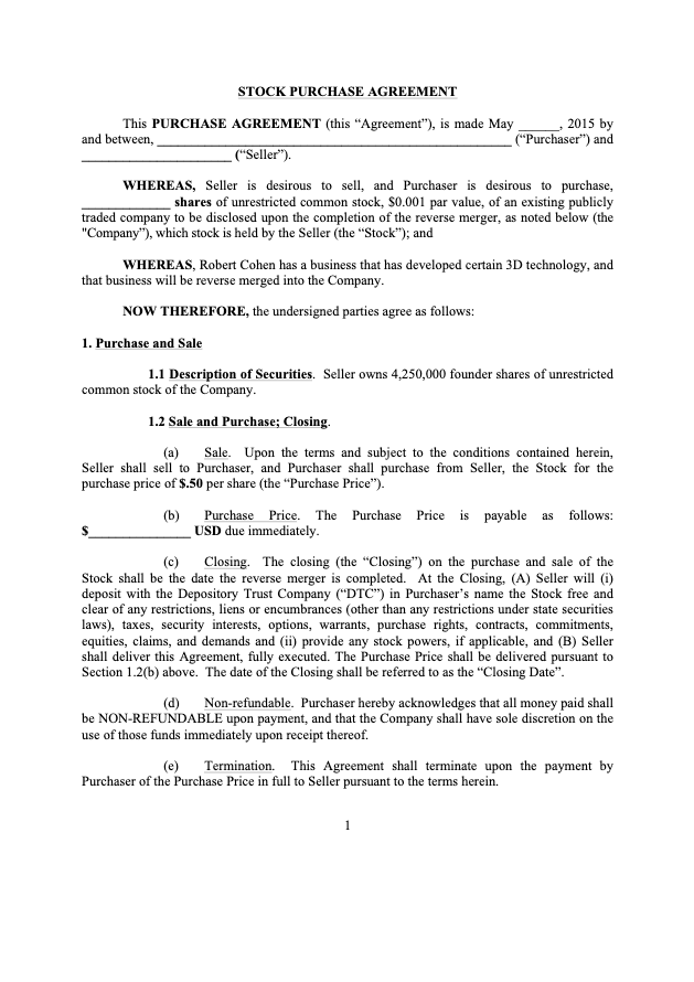 Stock Transfer Agreement Template